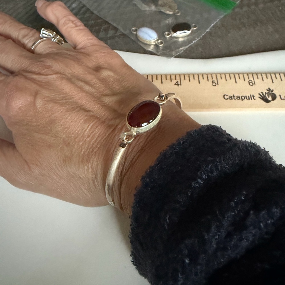 Sterling silver Mexico CII 925 bracelet 5 w/interchangeable Gemstones. NWT. $50 - Picture 5 of 5